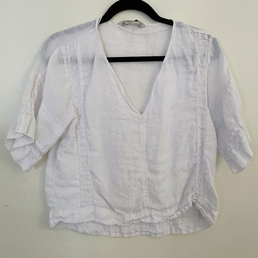 Zara Linen Cropped Blouse